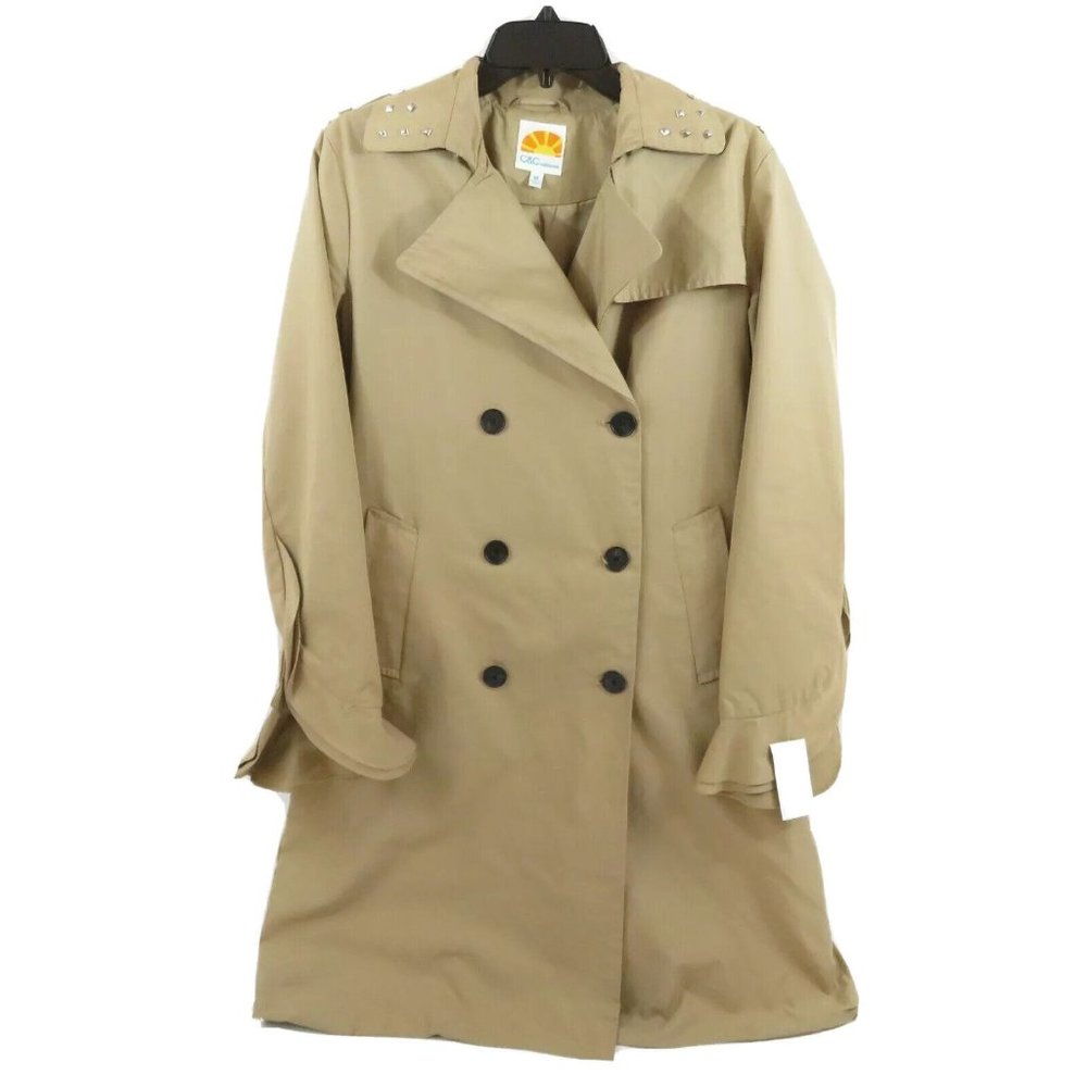 C & C California Coat Khaki  Stud Collar Tulip Sleeve New W/Defect floor model